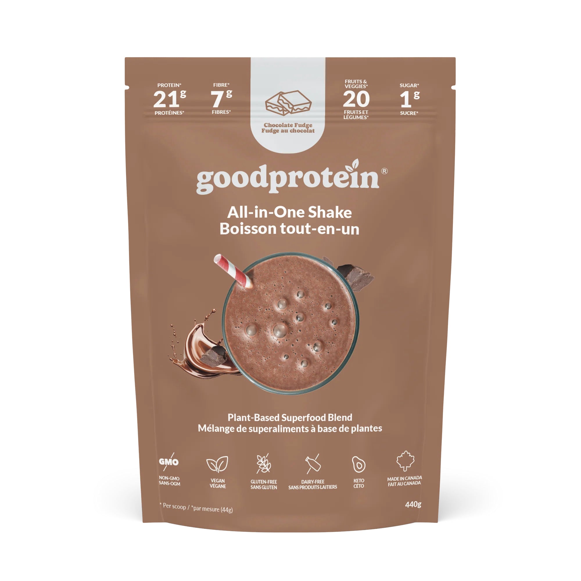 Protéines végétales - Boisson tout-en-un - Fudge au chocolat- Good Protein - 2 formats